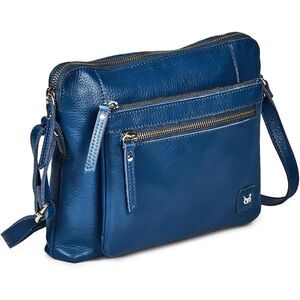 Women Sapphire Blue Imported Leather Polyester Soft Pebbled Crossbody Bag